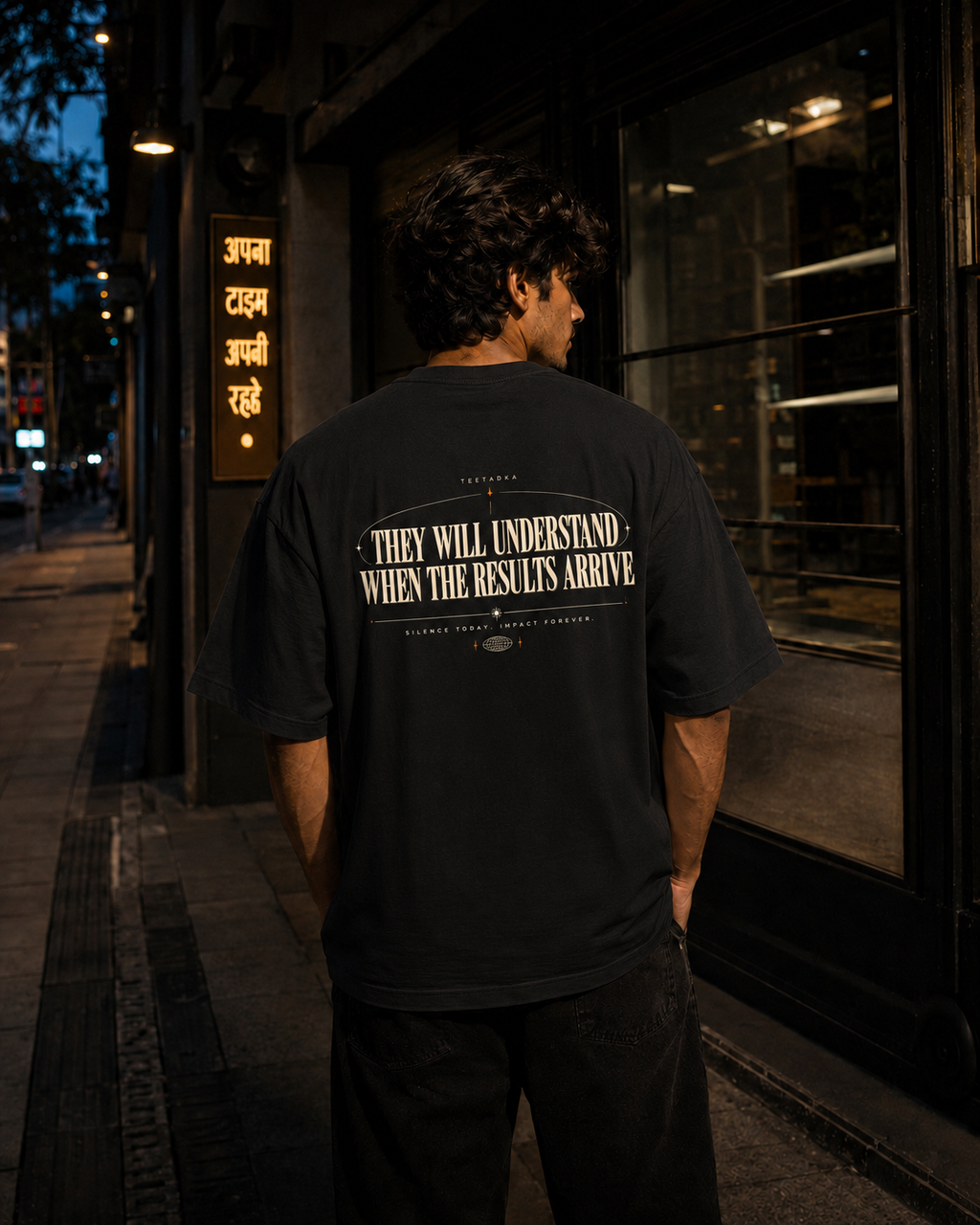 NOISELESS oversized t-shirt back view by TeeTadka