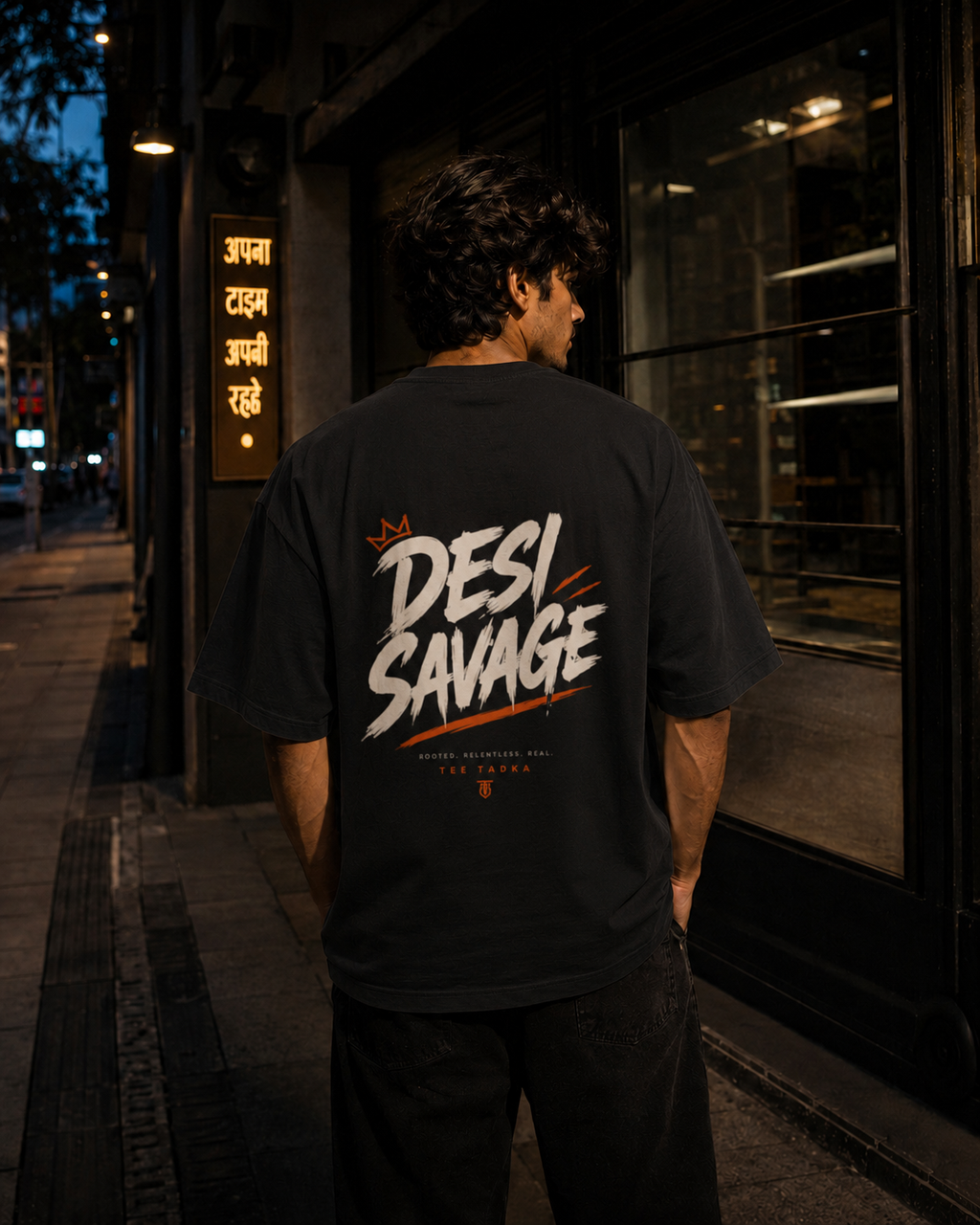 Desi Savage black oversized t-shirt by TeeTadka